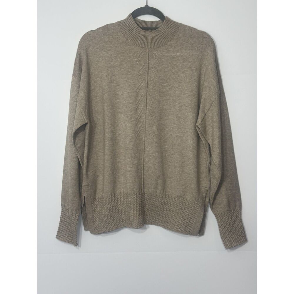 Frank Lyman Montréal as Women’s XL Beige Mock Neck Knit Sweater Tunic Pullover